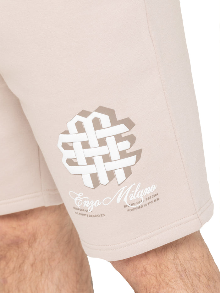 Enzo Jeans Jaques Applique Print Shorts - Clay