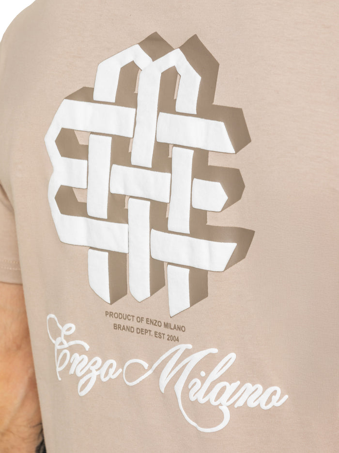 Enzo Jeans Jaques Applique T-Shirt - Clay