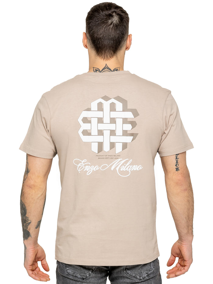 Enzo Jeans Jaques Applique T-Shirt - Clay