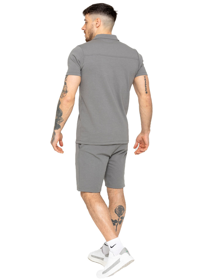 Enzo Jeans Kade Polo Shirt And Shorts Set - Grey