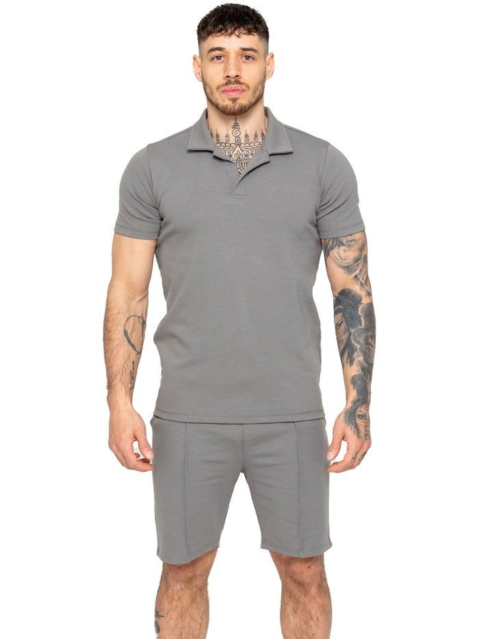 Enzo Jeans Kade Polo Shirt And Shorts Set - Grey