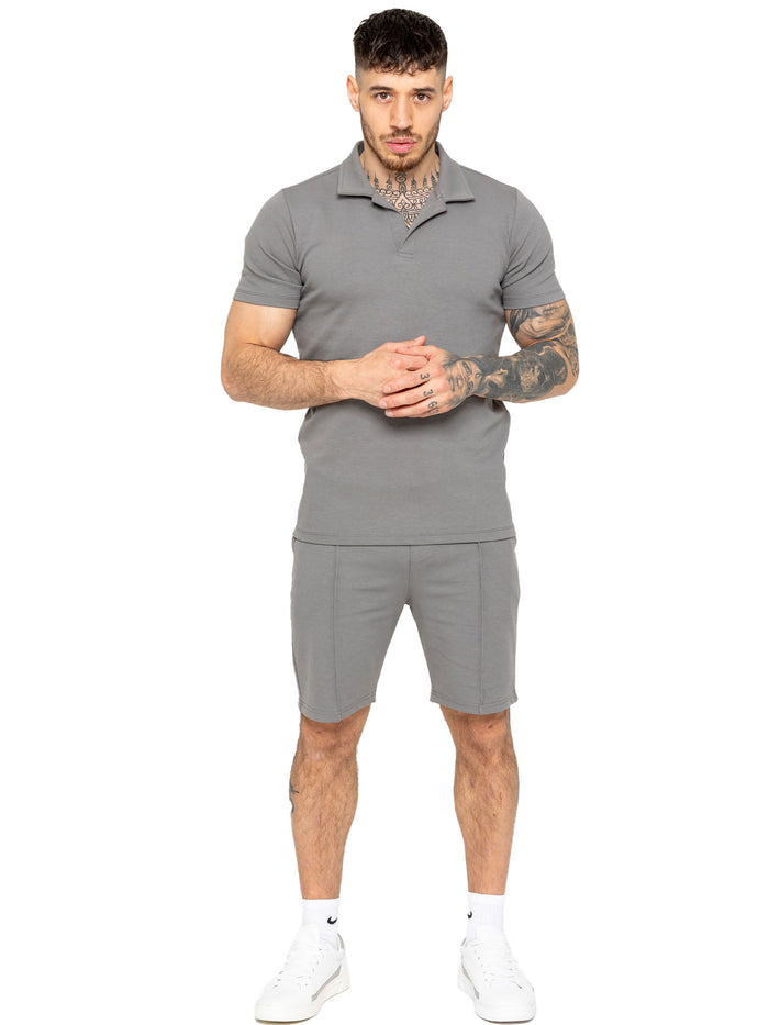 enzo jeans Kade Polo Shirt and Shorts Set - Grey