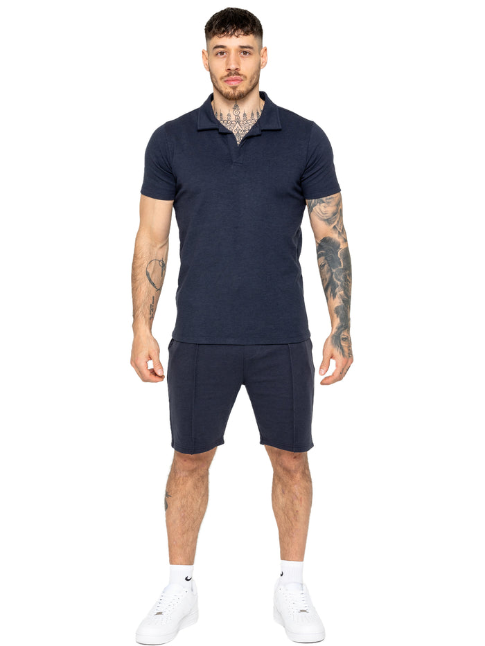 enzo jeans Kade Polo Shirt and Shorts Set - Navy