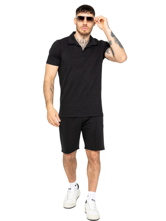 Enzo Jeans Kade Short Sleeve Polo Shirt - Black