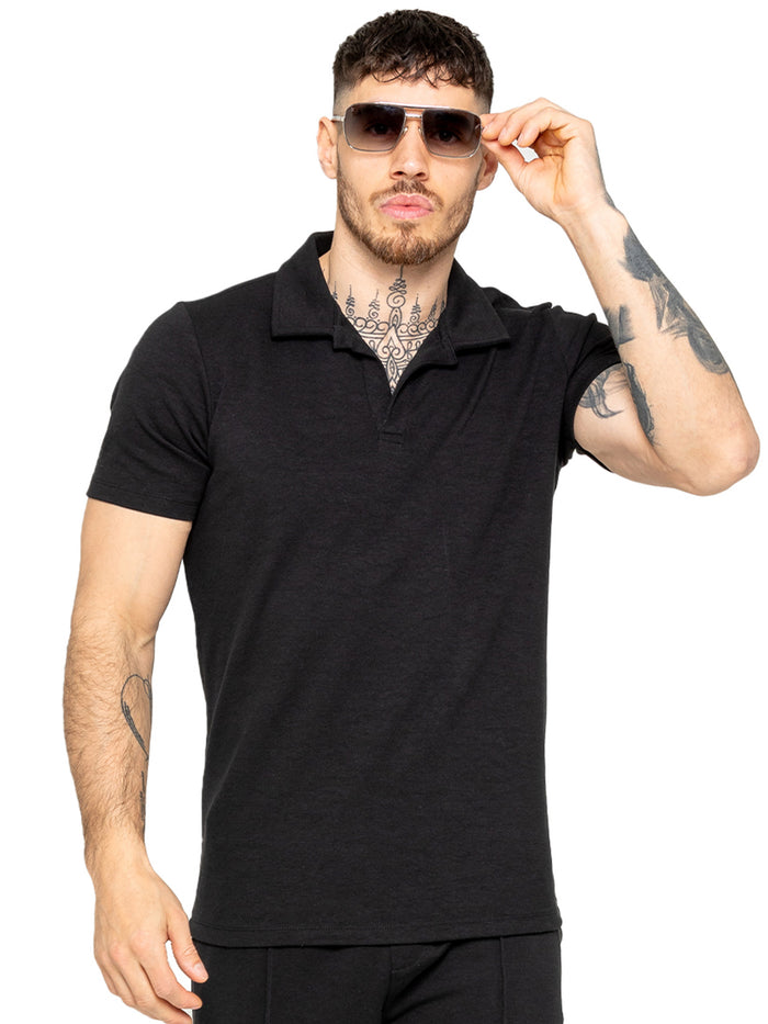 Enzo Jeans Kade Short Sleeve Polo Shirt - Black