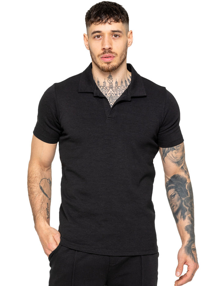 enzo jeans Kade Short Sleeve Polo Shirt - Black