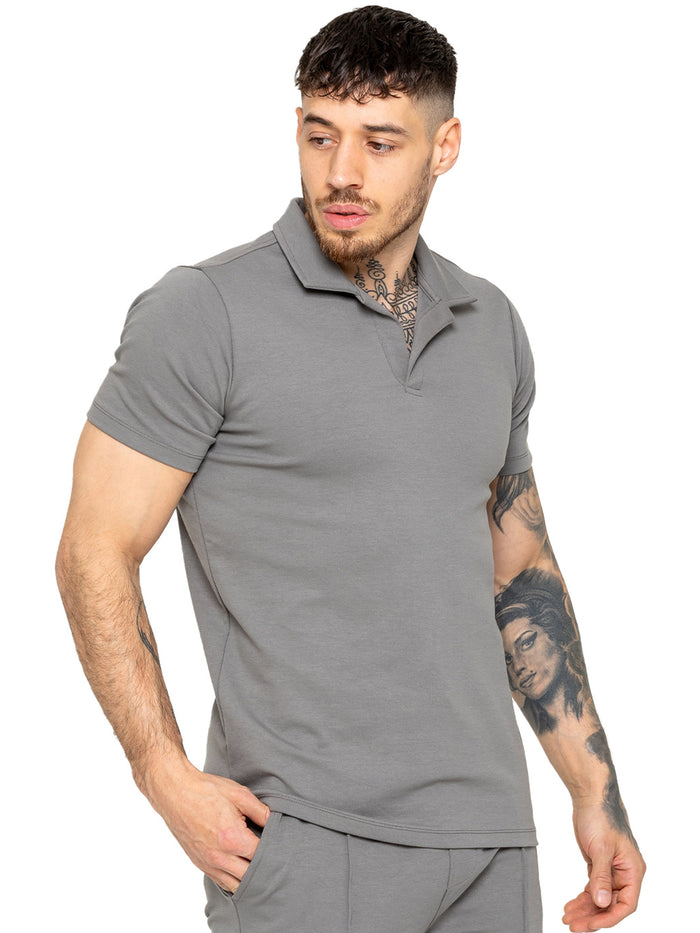 Enzo Jeans Kade Short Sleeve Polo Shirt - Grey