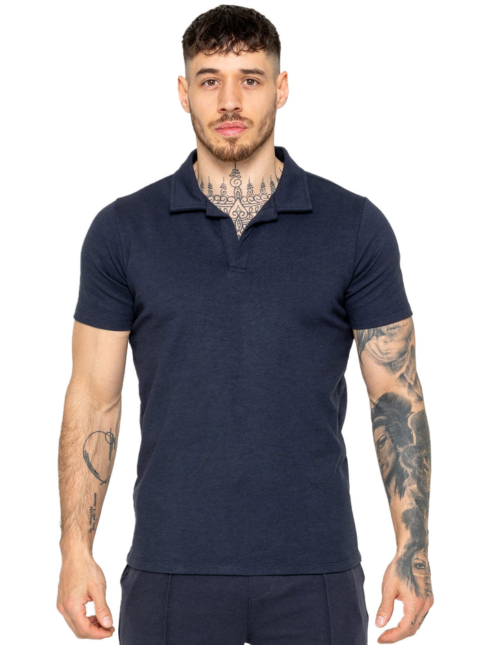 enzo jeans Kade Short Sleeve Polo Shirt - Navy