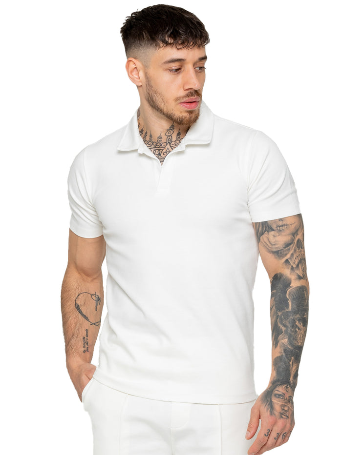 Enzo Jeans Kade Short Sleeve Polo Shirt - Off White