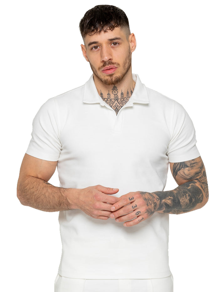 enzo jeans Kade Short Sleeve Polo Shirt - Off White