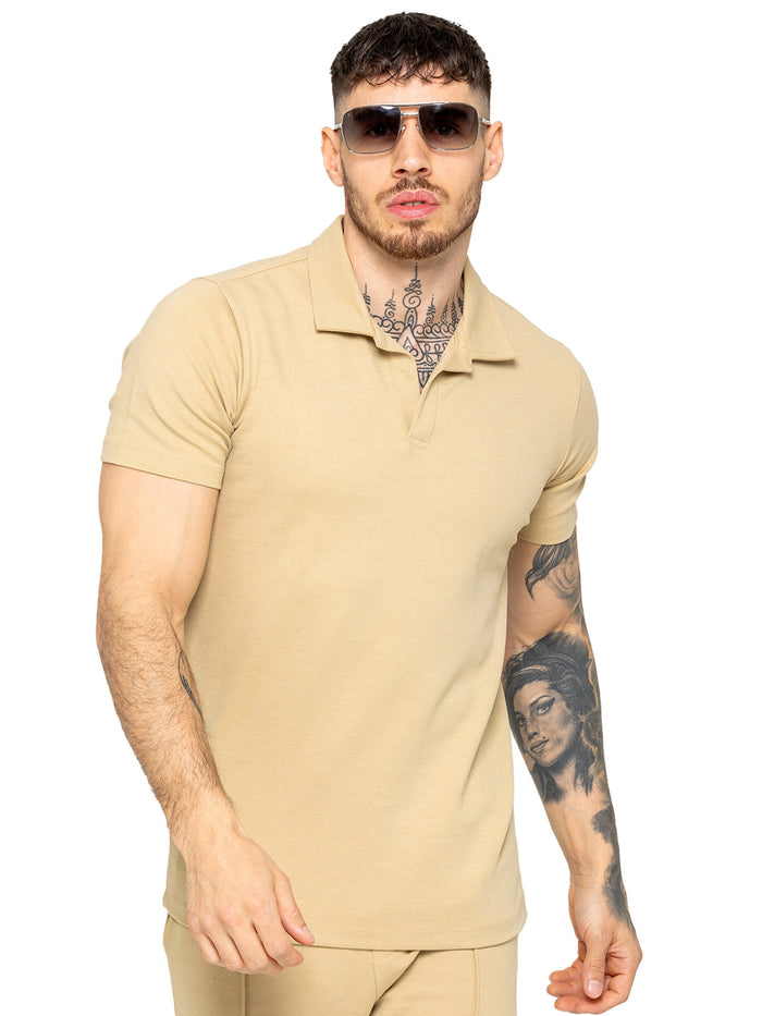 Enzo Jeans Kade Short Sleeve Polo Shirt - Stone