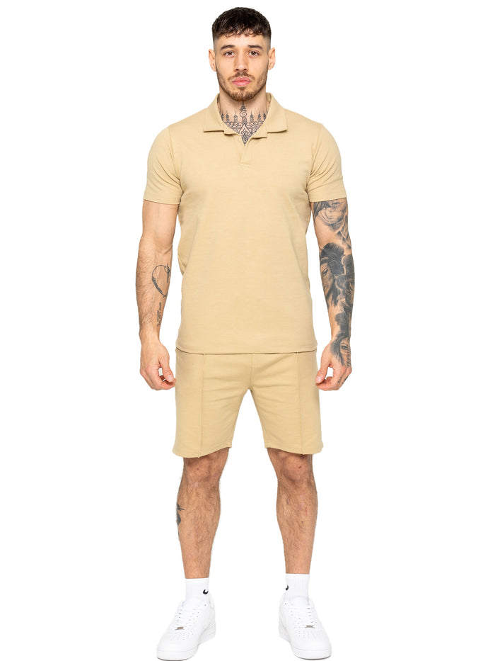Enzo Jeans Kade Short Sleeve Polo Shirt - Stone