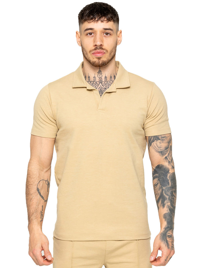 enzo jeans Kade Short Sleeve Polo Shirt - Stone