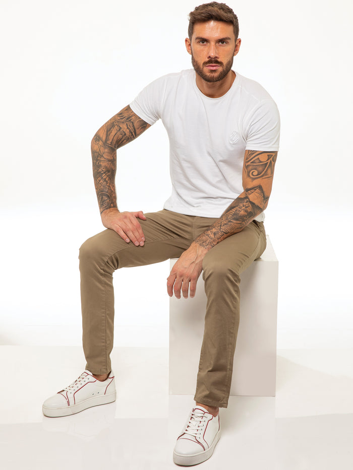 enzo jeans Kaiden Slim Stretch Trousers - Beige