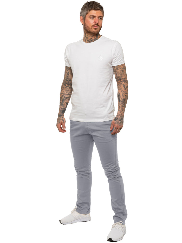 Enzo Jeans Kaiden Slim Stretch Trousers - Light Grey