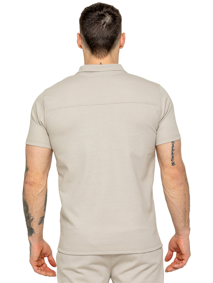 Enzo Jeans Karson Zip Polo Shirt - Beige