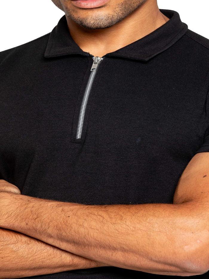 Enzo Jeans Karson Zip Polo Shirt - Black