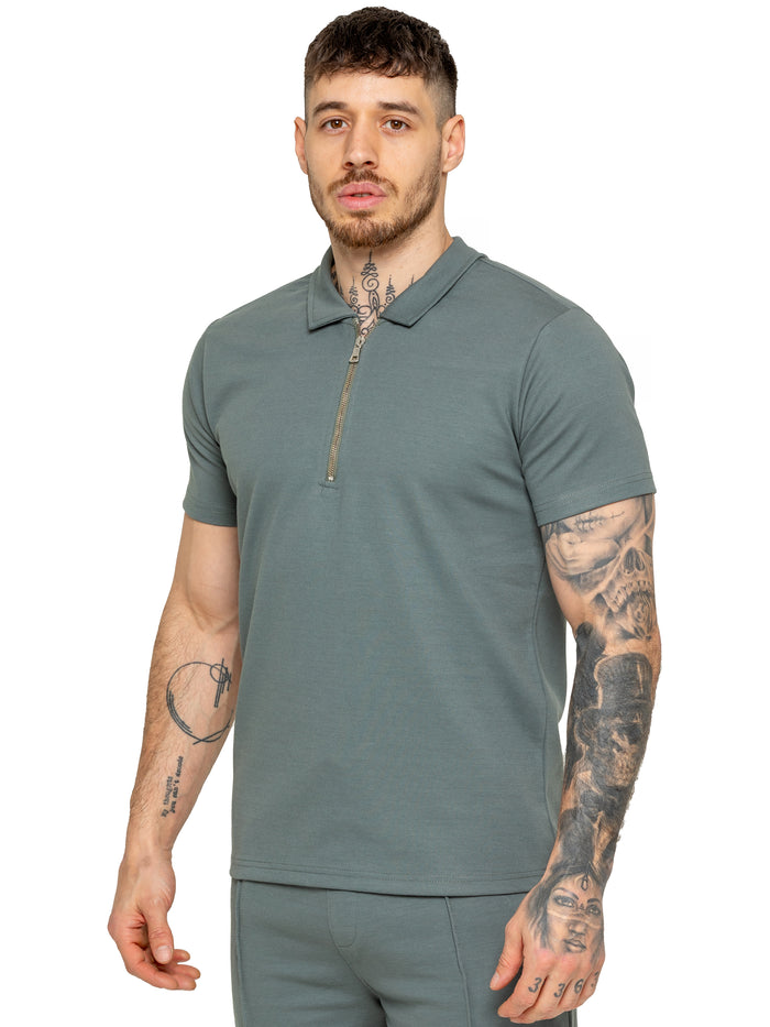 enzo jeans Karson Zip Polo Shirt - Emerald Green