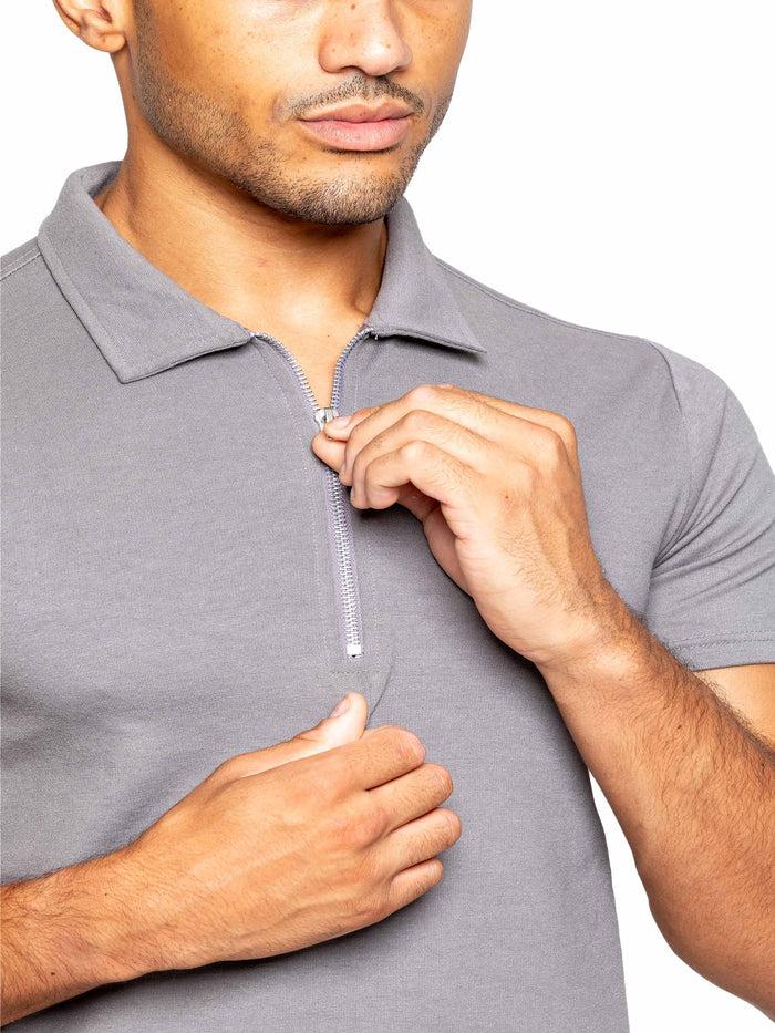 Enzo Jeans Karson Zip Polo Shirt - Grey
