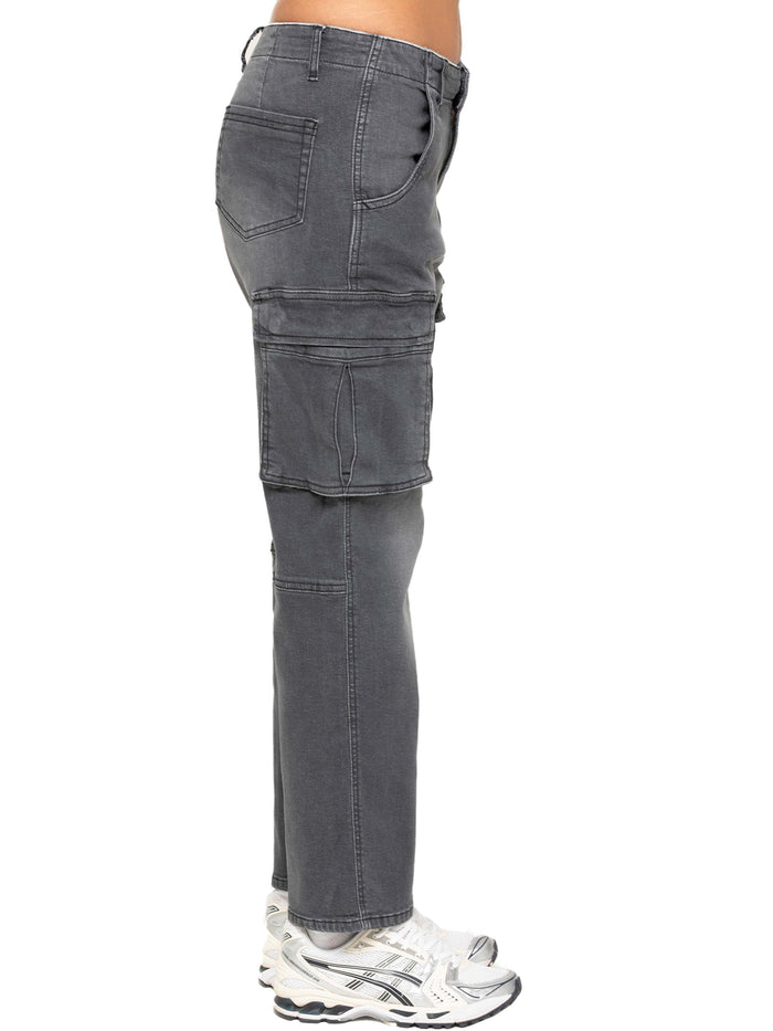 Enzo Jeans Kaylee Straight Leg Cargo Jeans - Grey