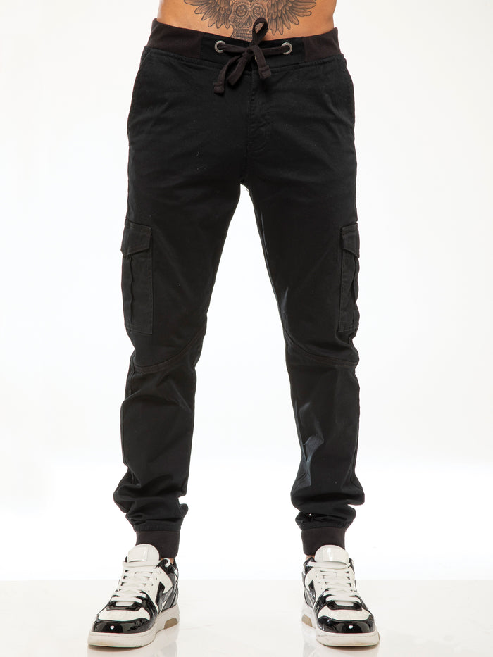 Enzo Jeans Kyle Stretch Cargo Pants - Black