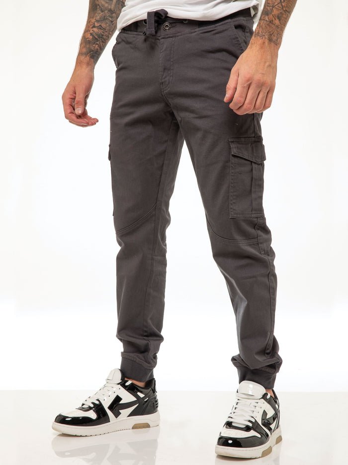 Enzo Jeans Kyle Stretch Cargo Pants - Grey