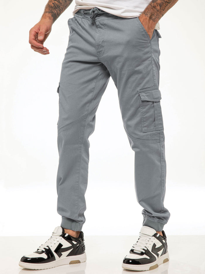 Enzo Jeans Kyle Stretch Cargo Pants - Light Grey
