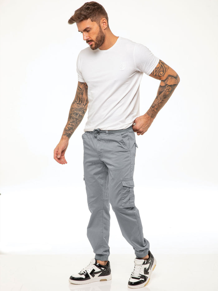 Enzo Jeans Kyle Stretch Cargo Pants - Light Grey