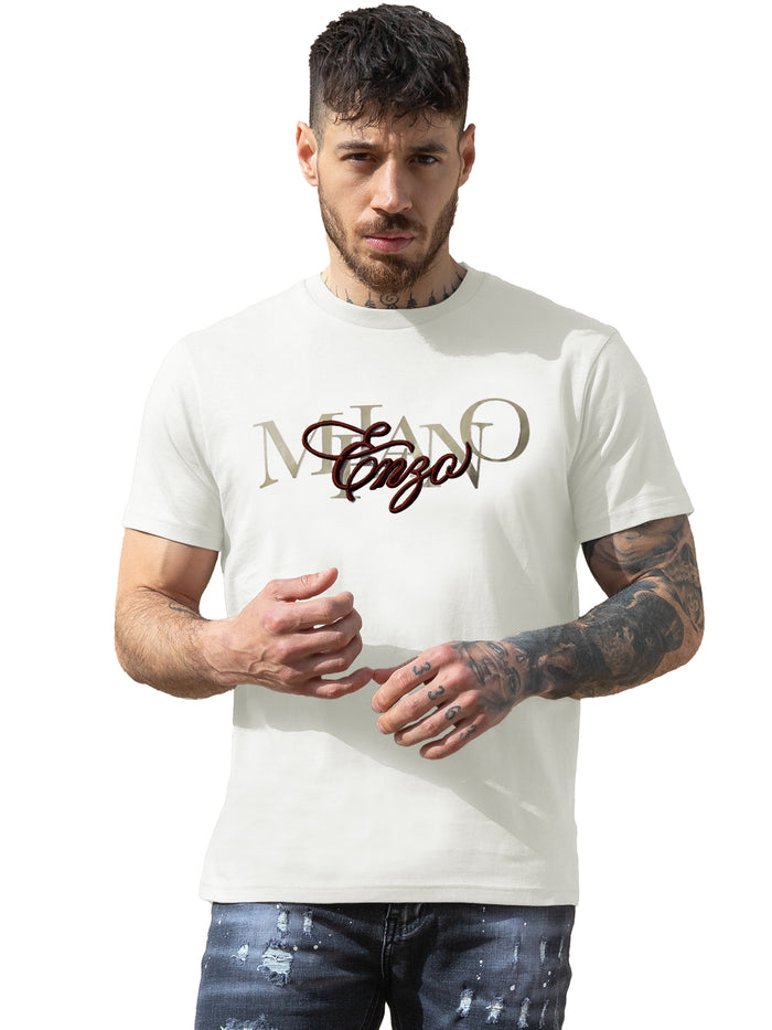 Enzo Jeans Lazarro Embroidered T-Shirt - White
