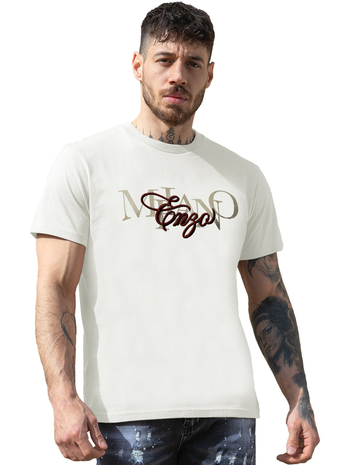 enzo jeans Lazarro Embroidered T-Shirt - White