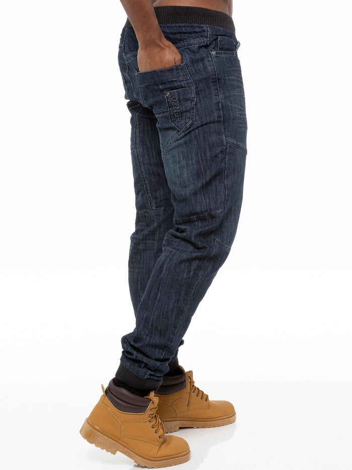 Enzo Jeans Leo Denim Jogger Jeans - Dark Blue