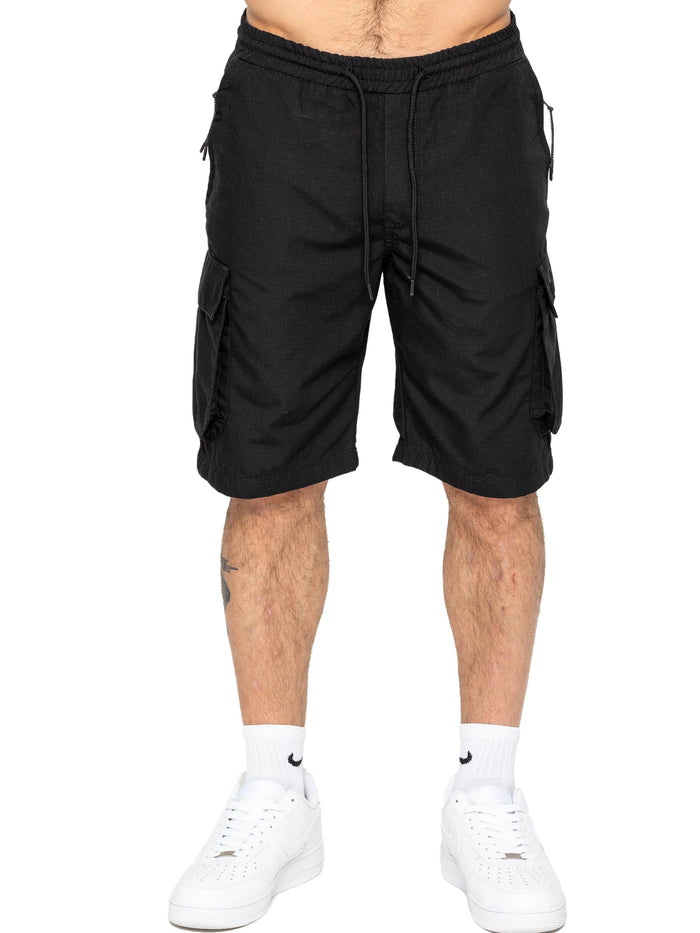 Enzo Jeans Leonardo Technical Cargo Shorts - Black
