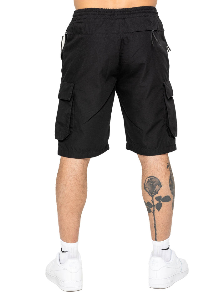 Enzo Jeans Leonardo Technical Cargo Shorts - Black