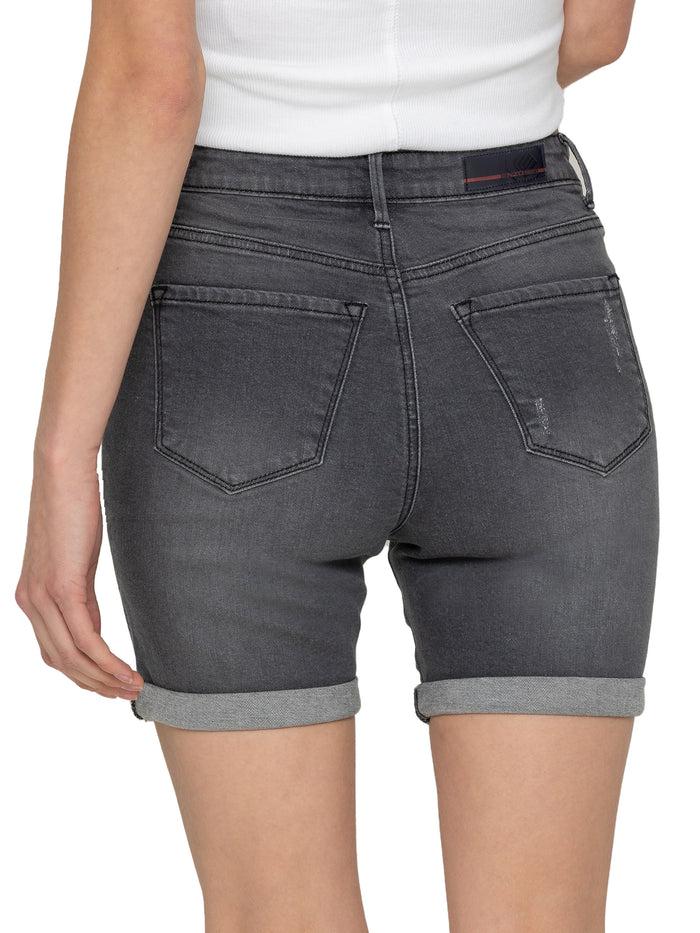 Enzo Jeans Lexi Rip Stretch Denim Shorts - Grey