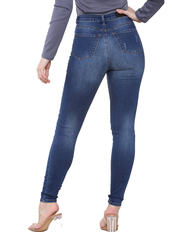 Enzo Jeans Lily Skinny Ripped Jeans - Blue