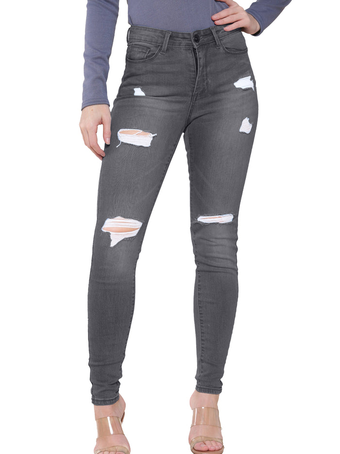 enzo jeans Lily Skinny Ripped Jeans - Grey