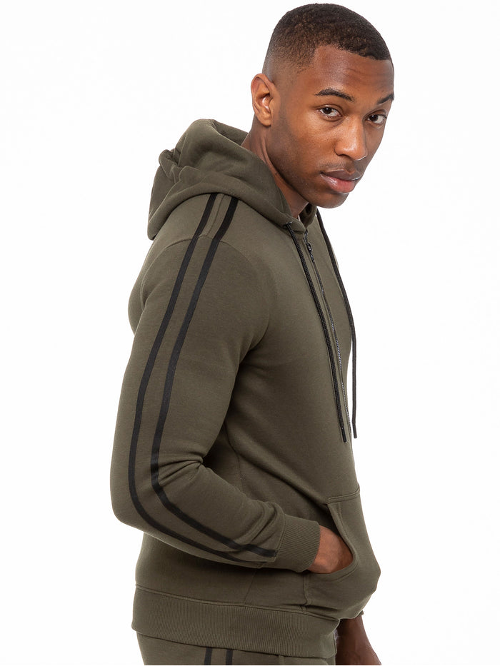 Enzo Jeans Logan Zip Up Hoodie - Khaki