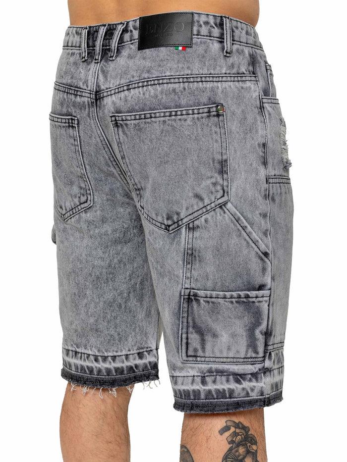 Enzo Jeans Luciano Carpenter Denim Shorts - Grey