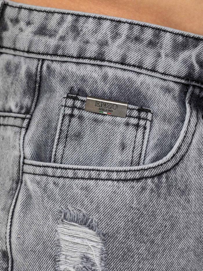 Enzo Jeans Luciano Carpenter Denim Shorts - Grey