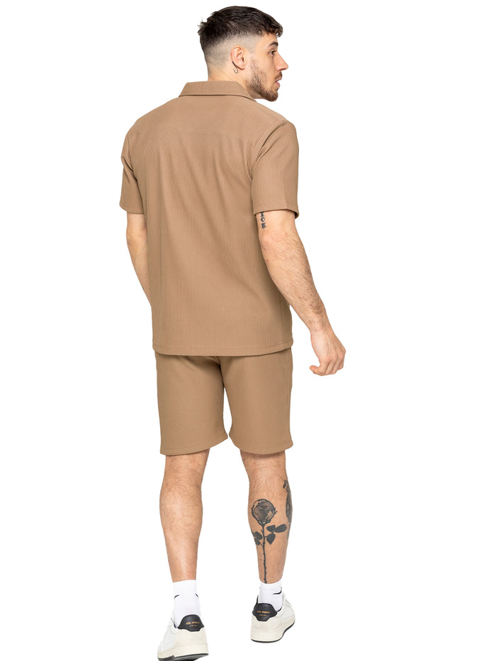 Enzo Jeans Matteo Pleated Shirt - Beige