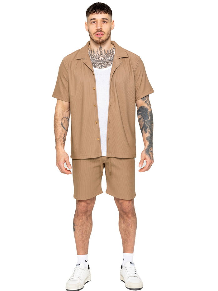 enzo jeans Matteo Pleated Shirt - Beige