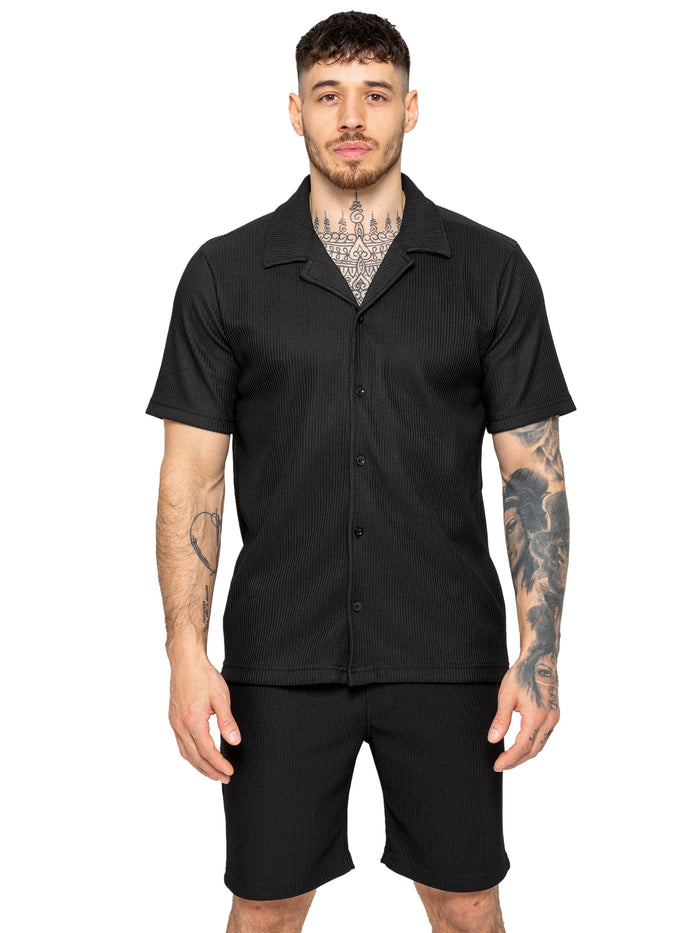 enzo jeans Matteo Pleated Shirt - Black