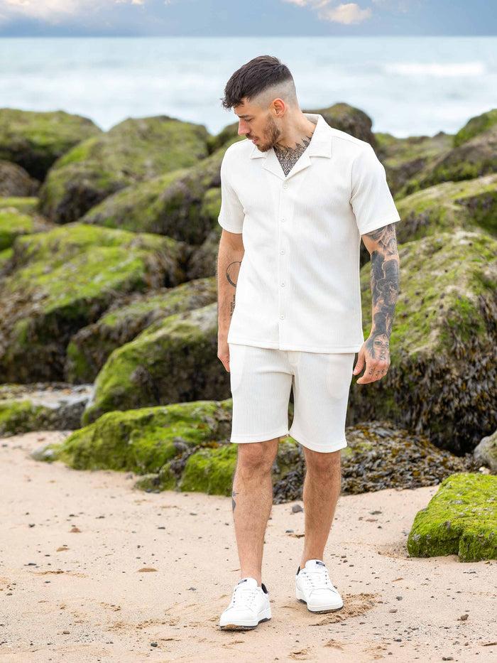 Enzo Jeans Matteo Pleated Shorts - Off White