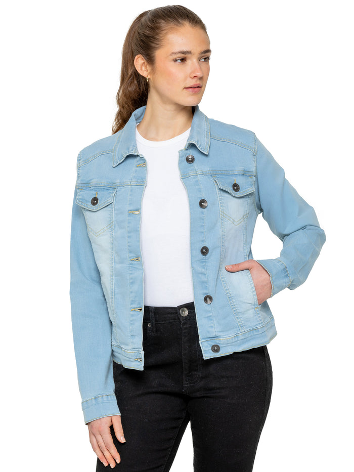 enzo jeans Maya Denim Jacket - Light Blue