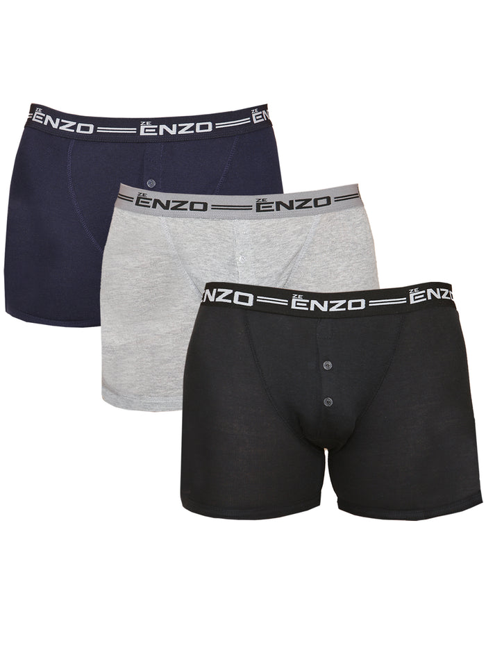Enzo Jeans Men's 3 Pack Cotton Boxer Trunks