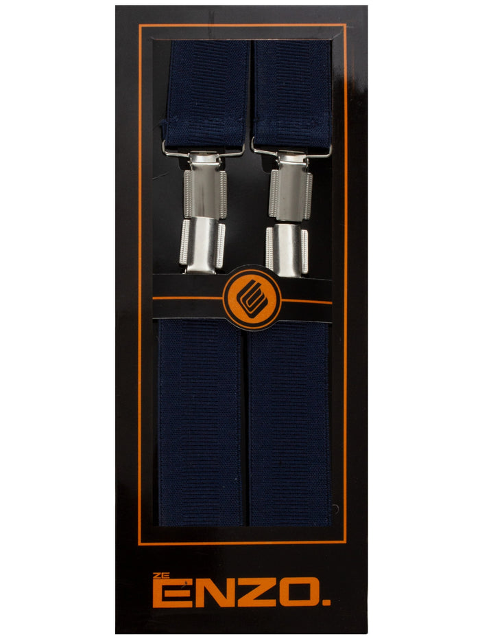 Enzo Jeans Men's Elasticated Braces - Blue