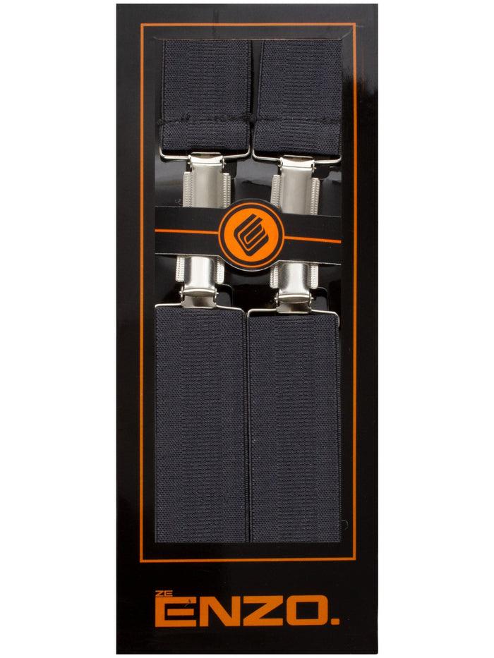 Enzo Jeans Men's Elasticated Braces - Grey