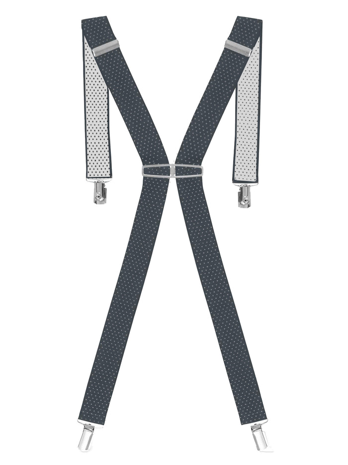 enzo jeans Men's Elasticated Braces - Grey Polka Dot