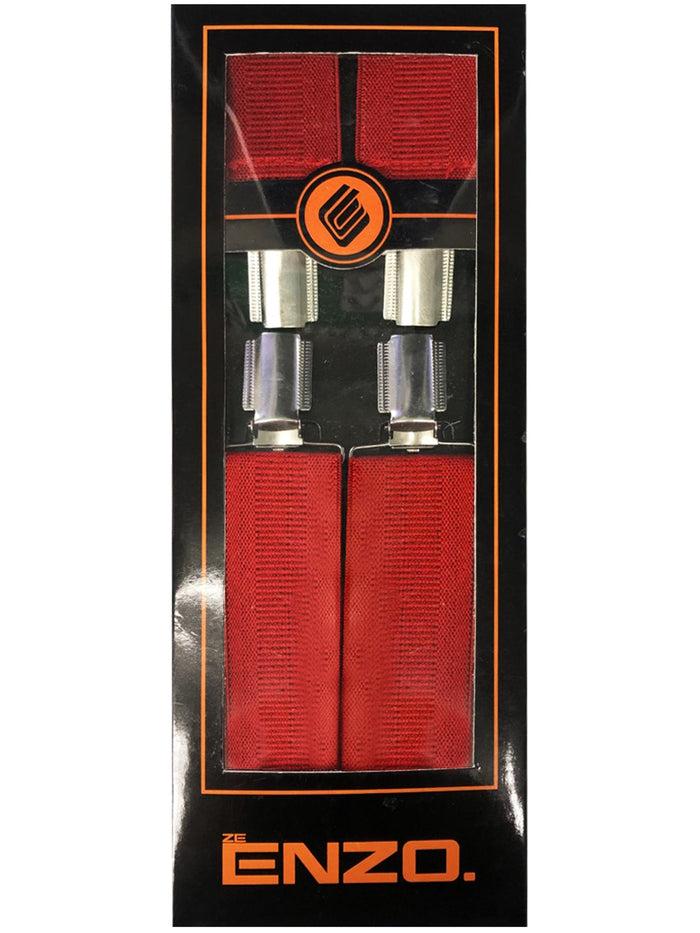 Enzo Jeans Men's Elasticated Braces - Red