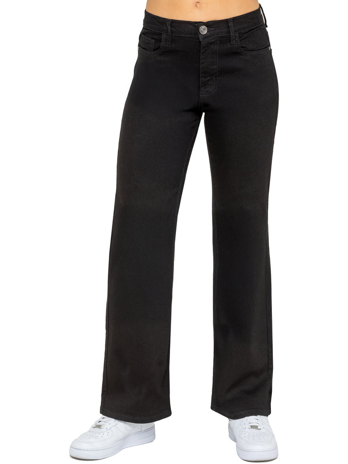 Enzo Jeans Mila High Rise Wide Leg Jeans - Black